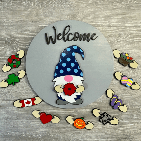 Interchangeable Welcome Round Signs – Mom of 2 and a Laser